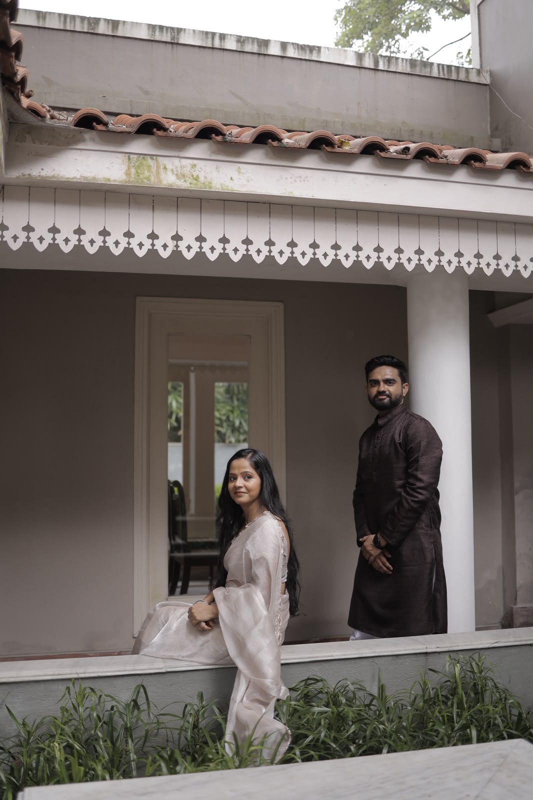 Nishit and Nidhi by the veranda